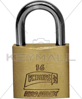 CANDADO PHILLIPS LATON MOD 16 30MM GANCHO CORTO CAJA