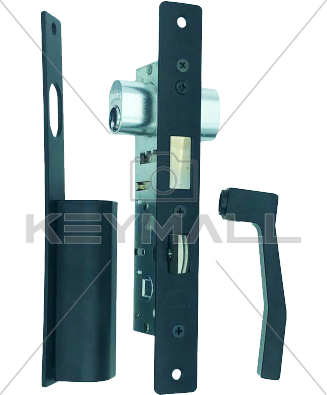 CERRADURA PHILLIPS PERFILES ALUMINIO MOD 575 JALADERA MANIJA CILINDRO LL LL 60MM NEGRO CAJA