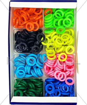 CAJA AROS DE PLASTICO CHICOS VARIOS COLORES 400 PZS ALBA 24 MM